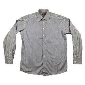 Eton Men's XL Ganghester 1928 Shirt Blue & White Striped Contemp Fit LS SEE DESC